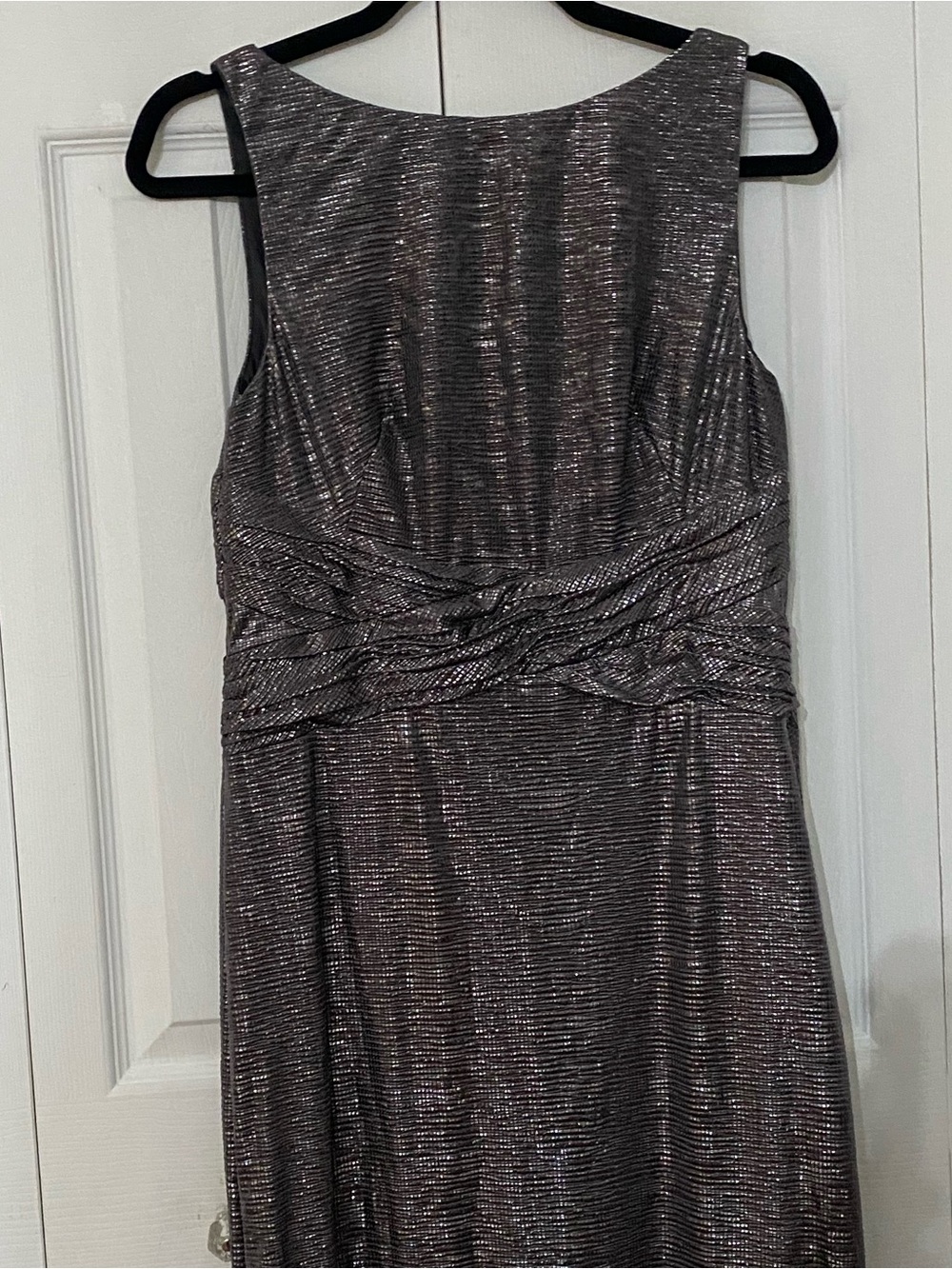 NWT Lauren Ralph Lauren Metallic Silver Maxi Dress 10 - Picture 8 of 10